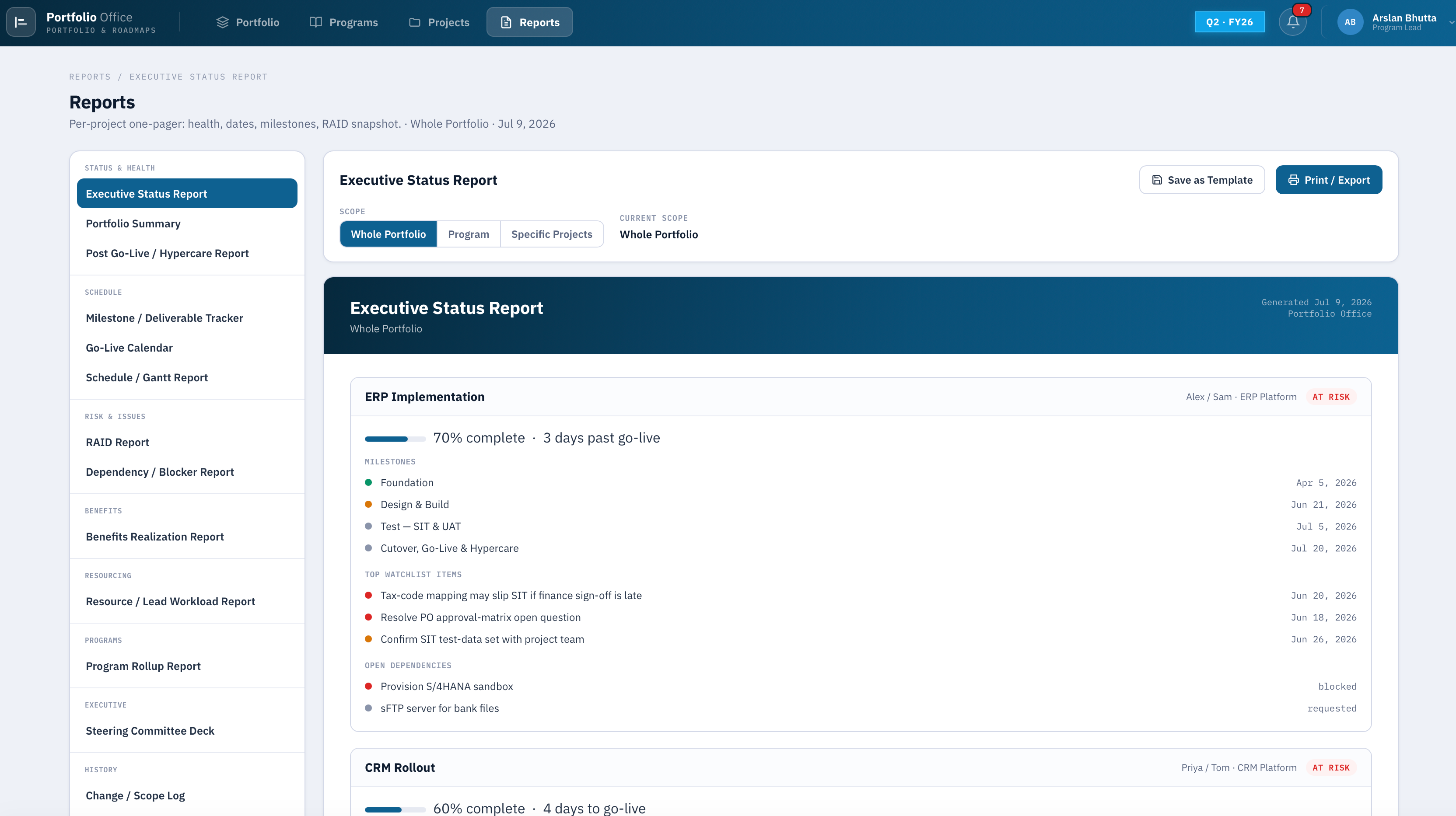 Reports library